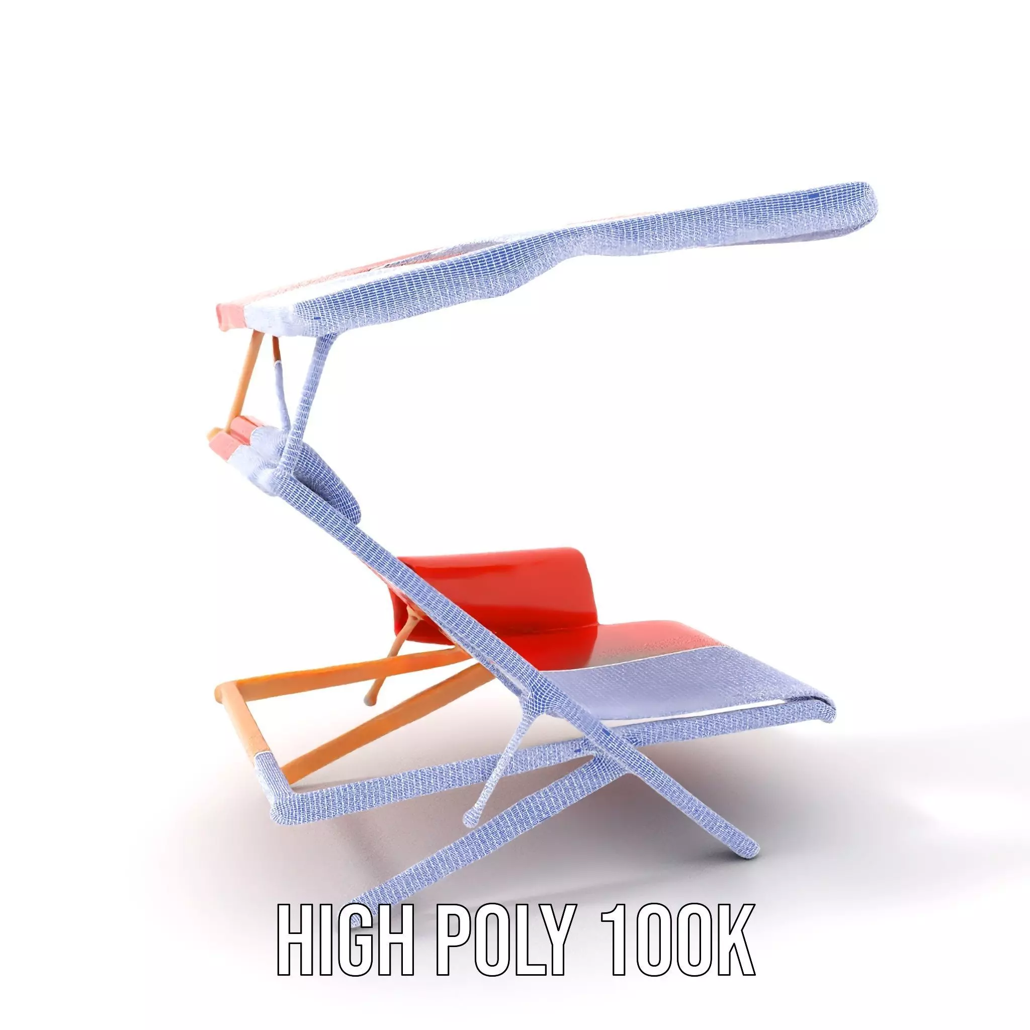 Red Canvas Sun Lounger model pack Low-poly 3D model_5