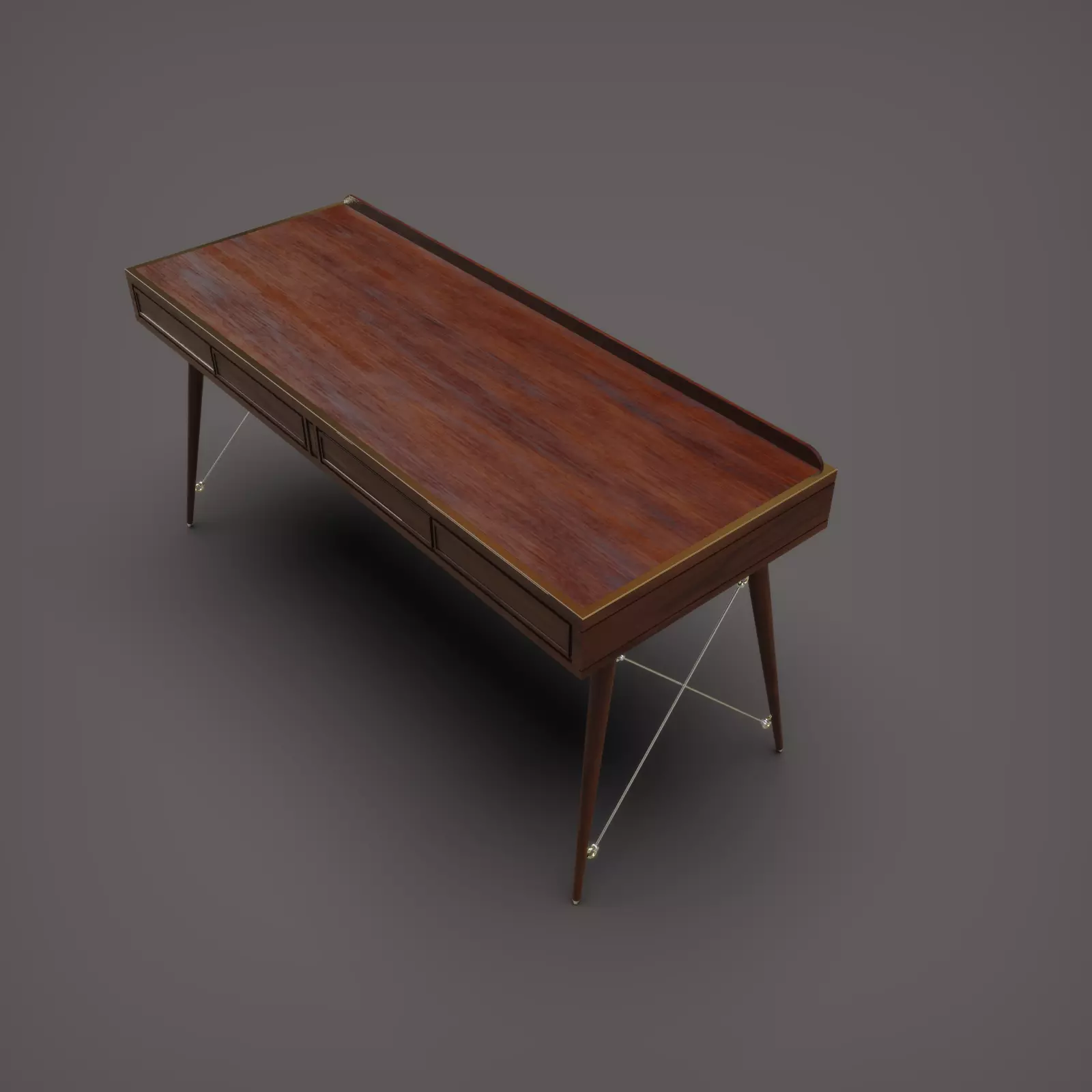 Wooden Desk 3D model_2