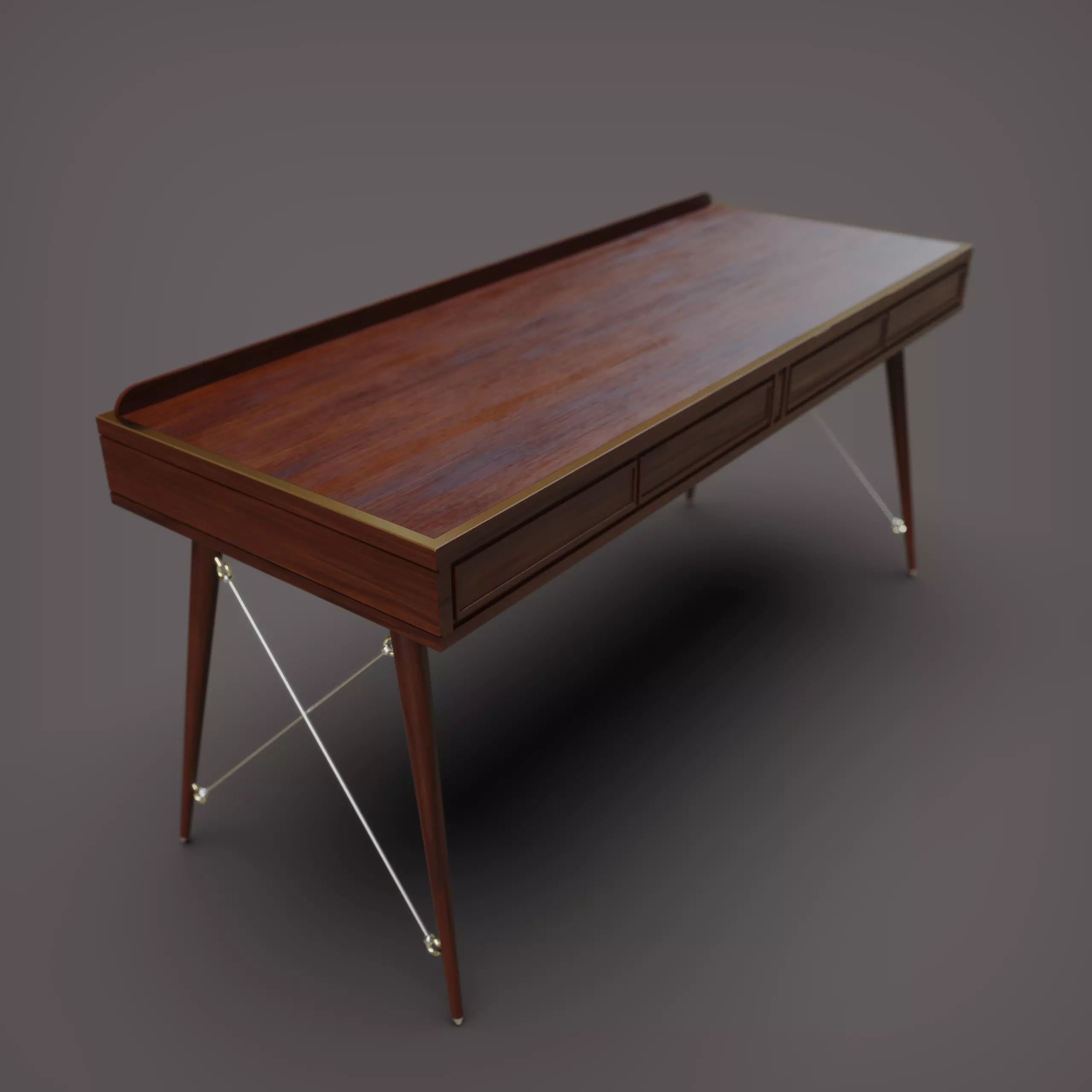 Wooden Desk 3D model_0