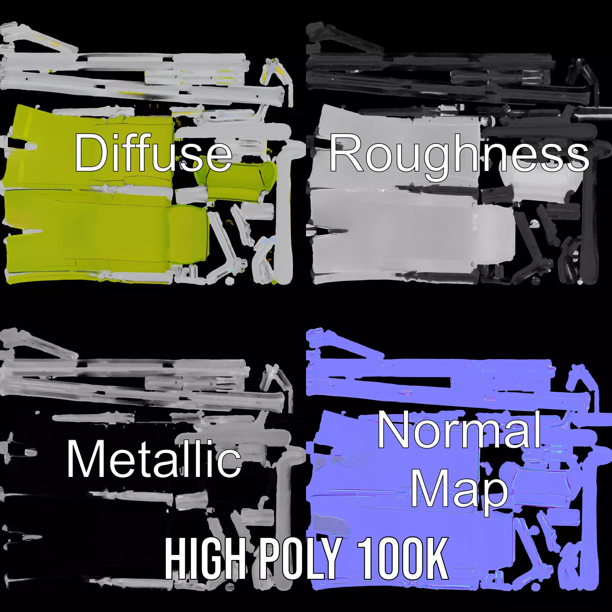 Lime Green Lounge Chair model pack Low-poly 3D model_4