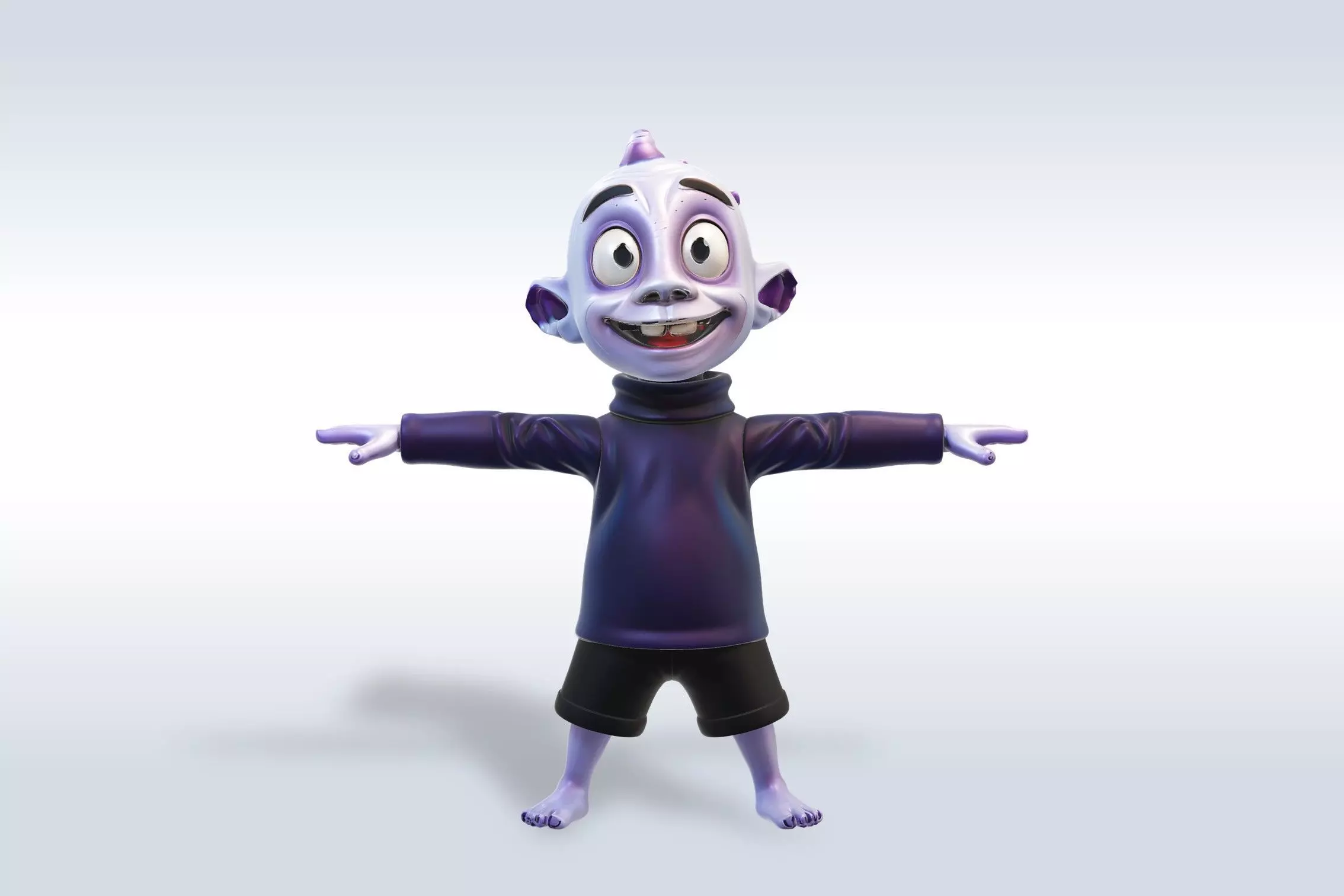 Cheerful Ghost Boy Character Halloween 3D model_0