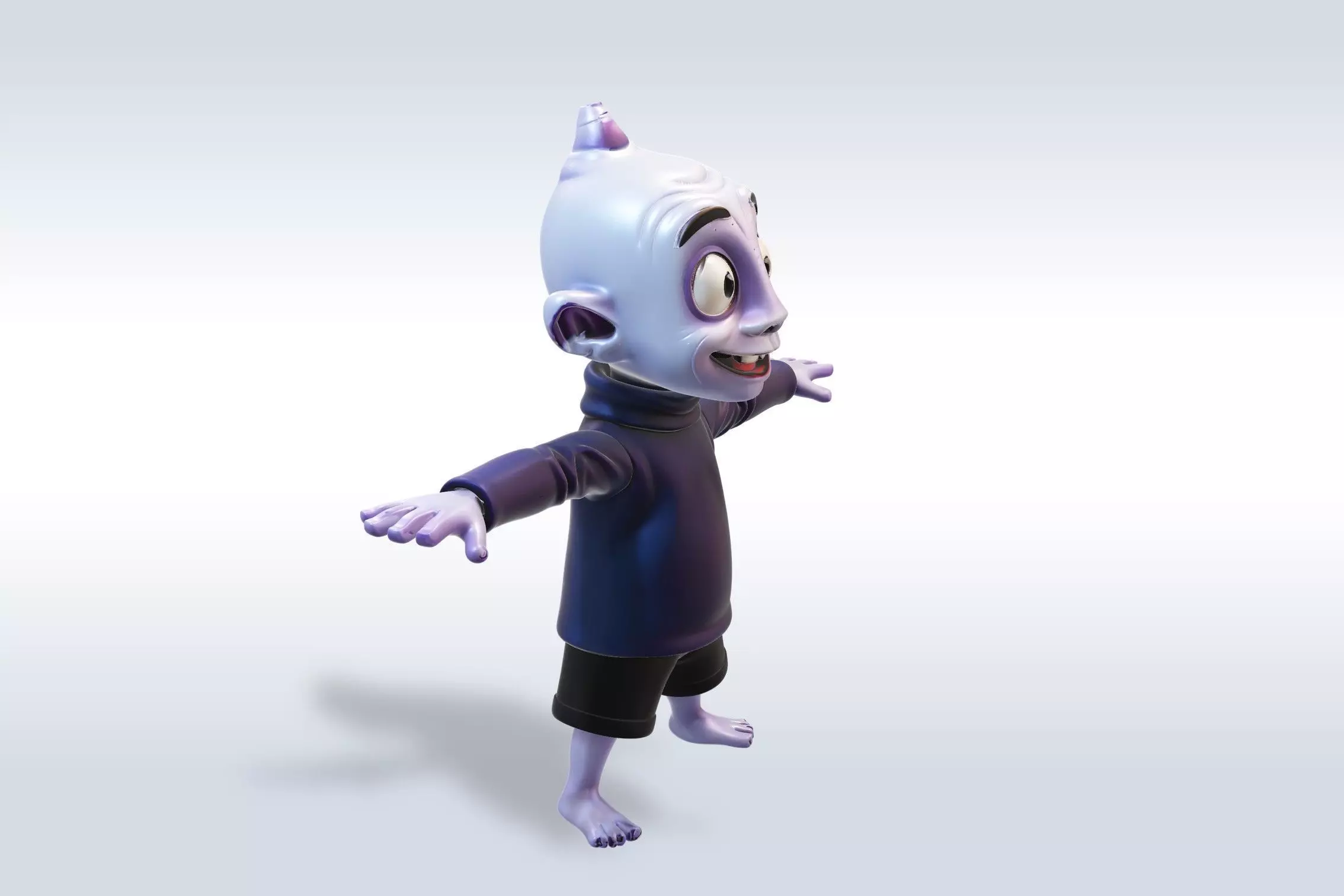 Cheerful Ghost Boy Character Halloween 3D model_1