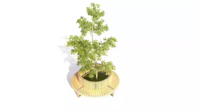 Modern Circular Tree Planter Bench 3D Model Low-poly 3D model