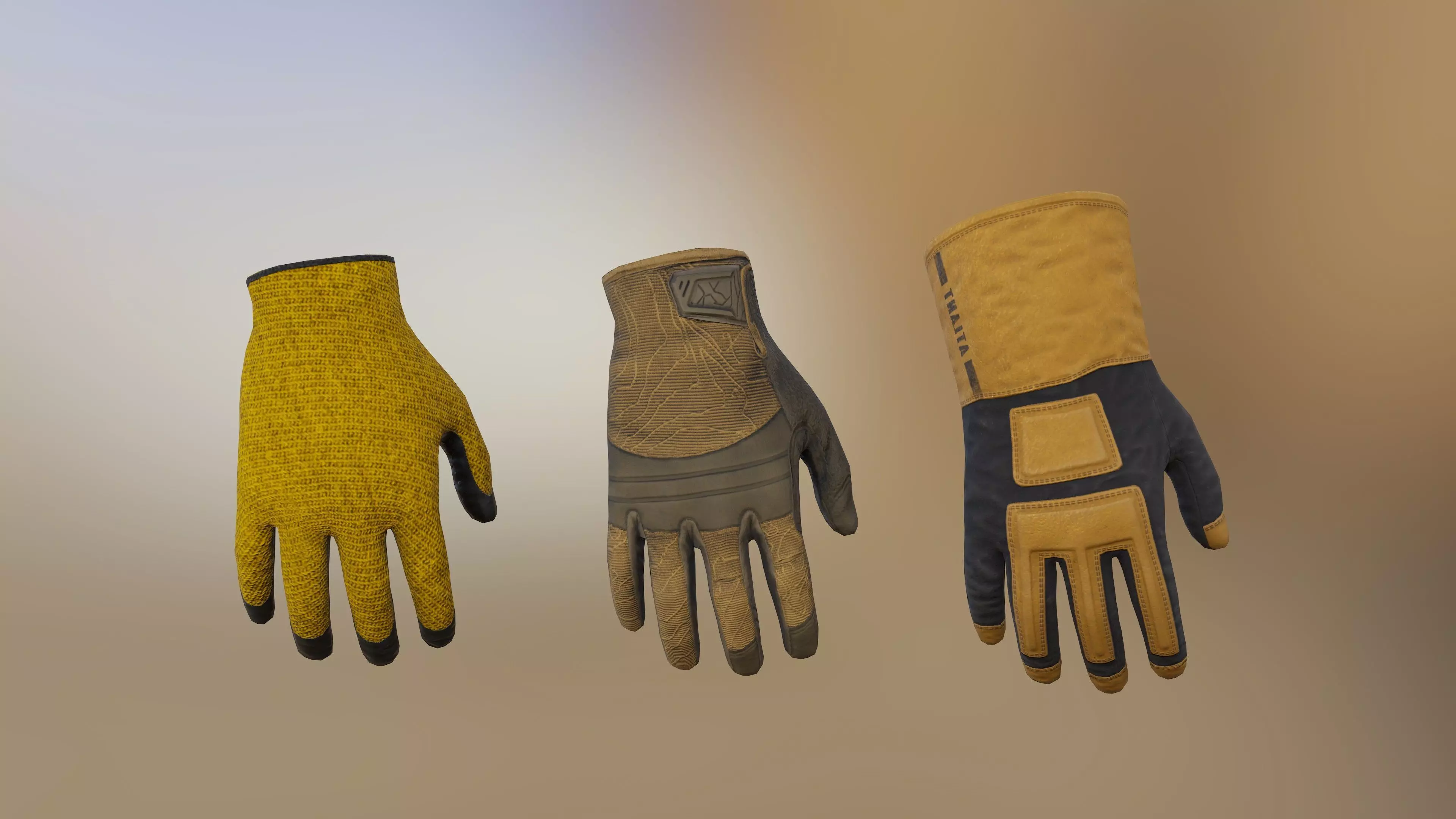 Worker gloves Low-poly 3D model_11