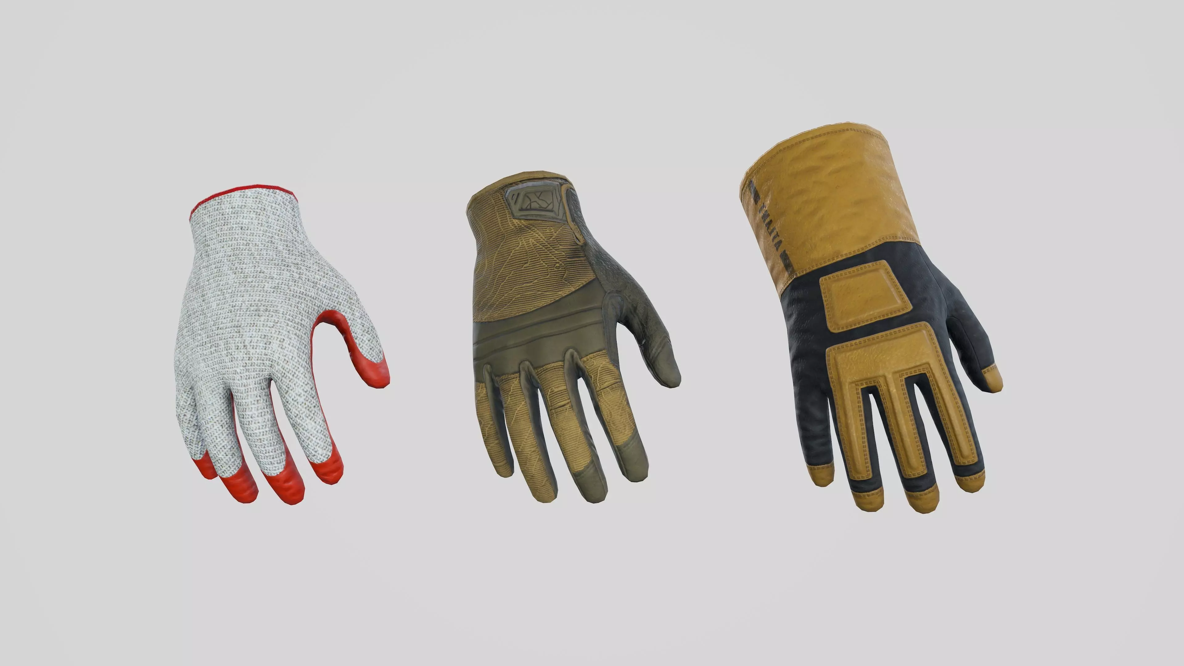 Worker gloves Low-poly 3D model_0
