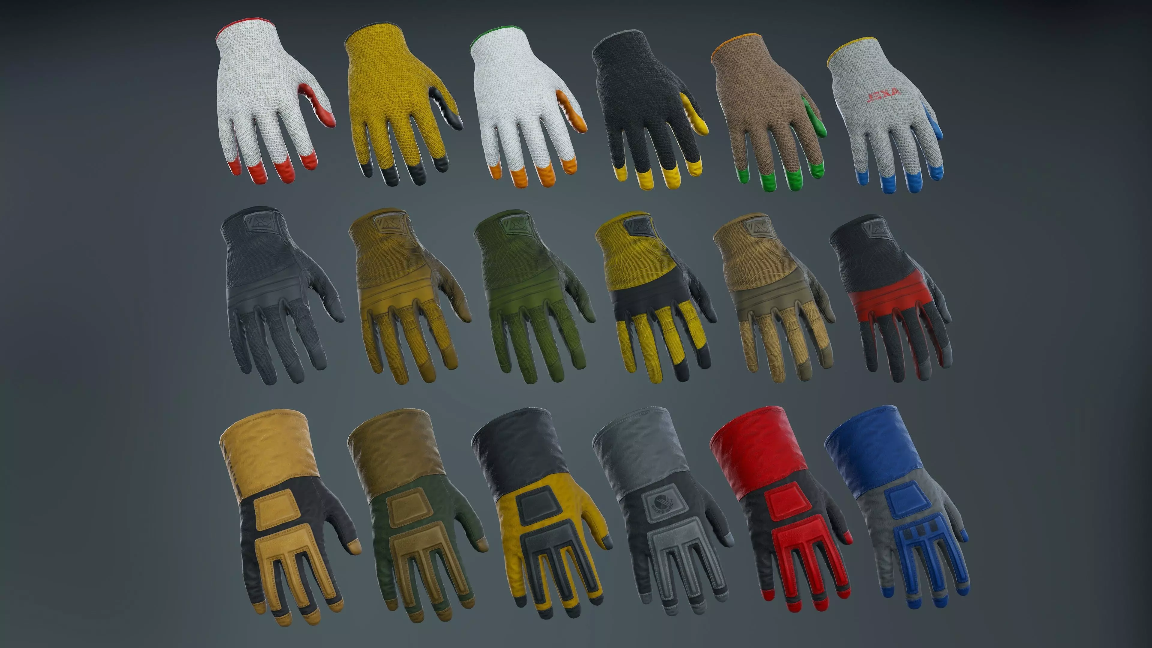 Worker gloves Low-poly 3D model_1