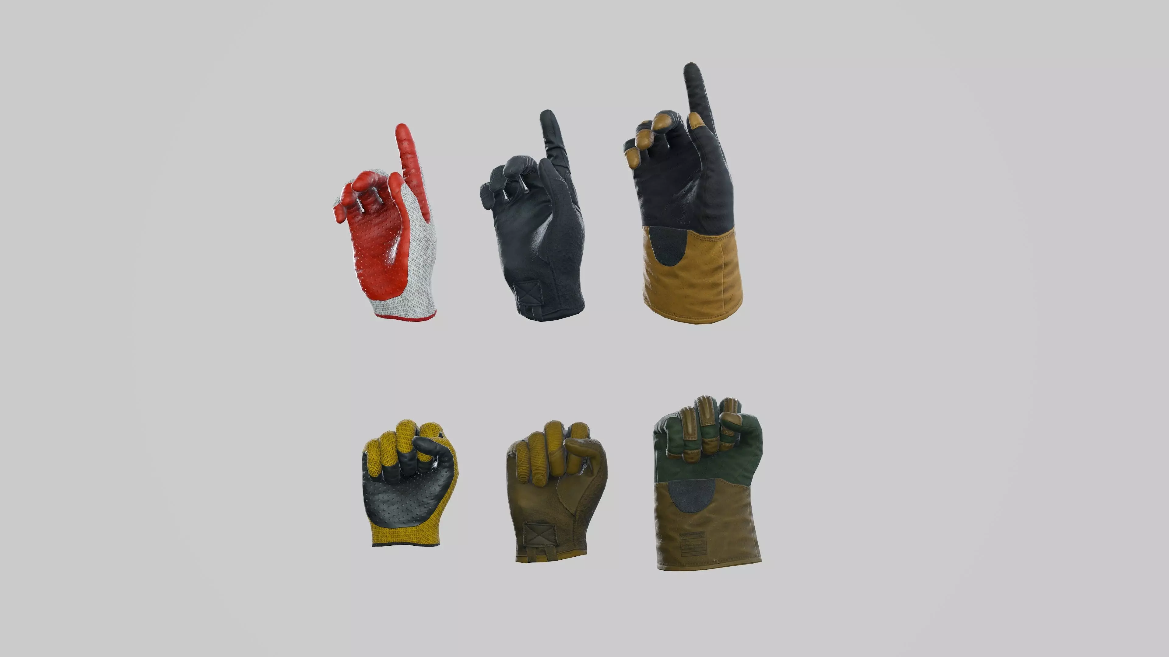 Worker gloves Low-poly 3D model_10