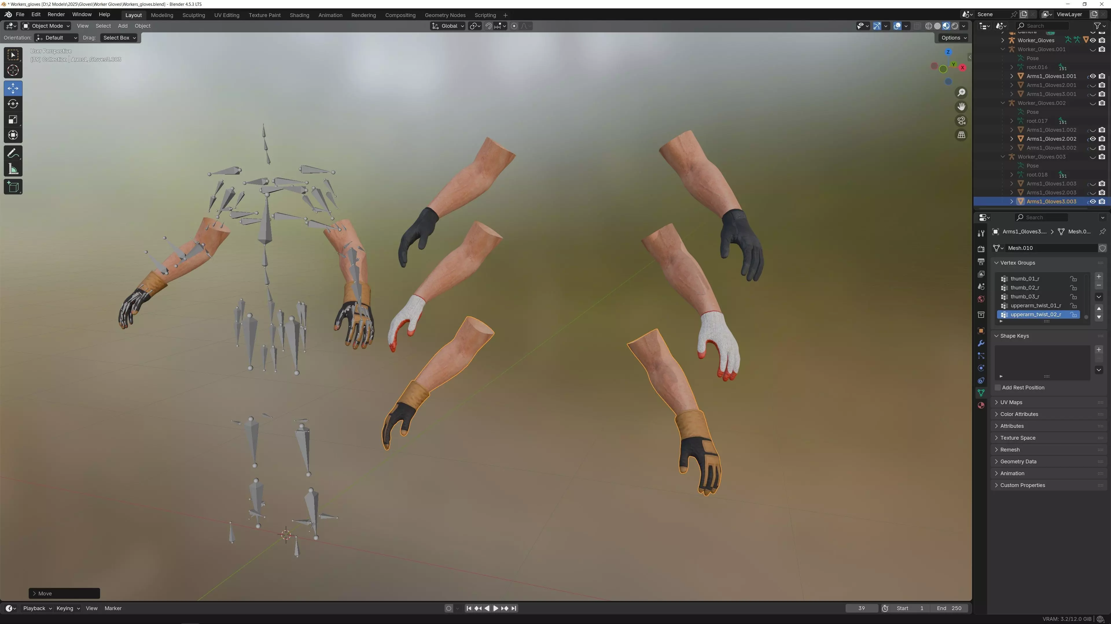 Worker gloves Low-poly 3D model_4