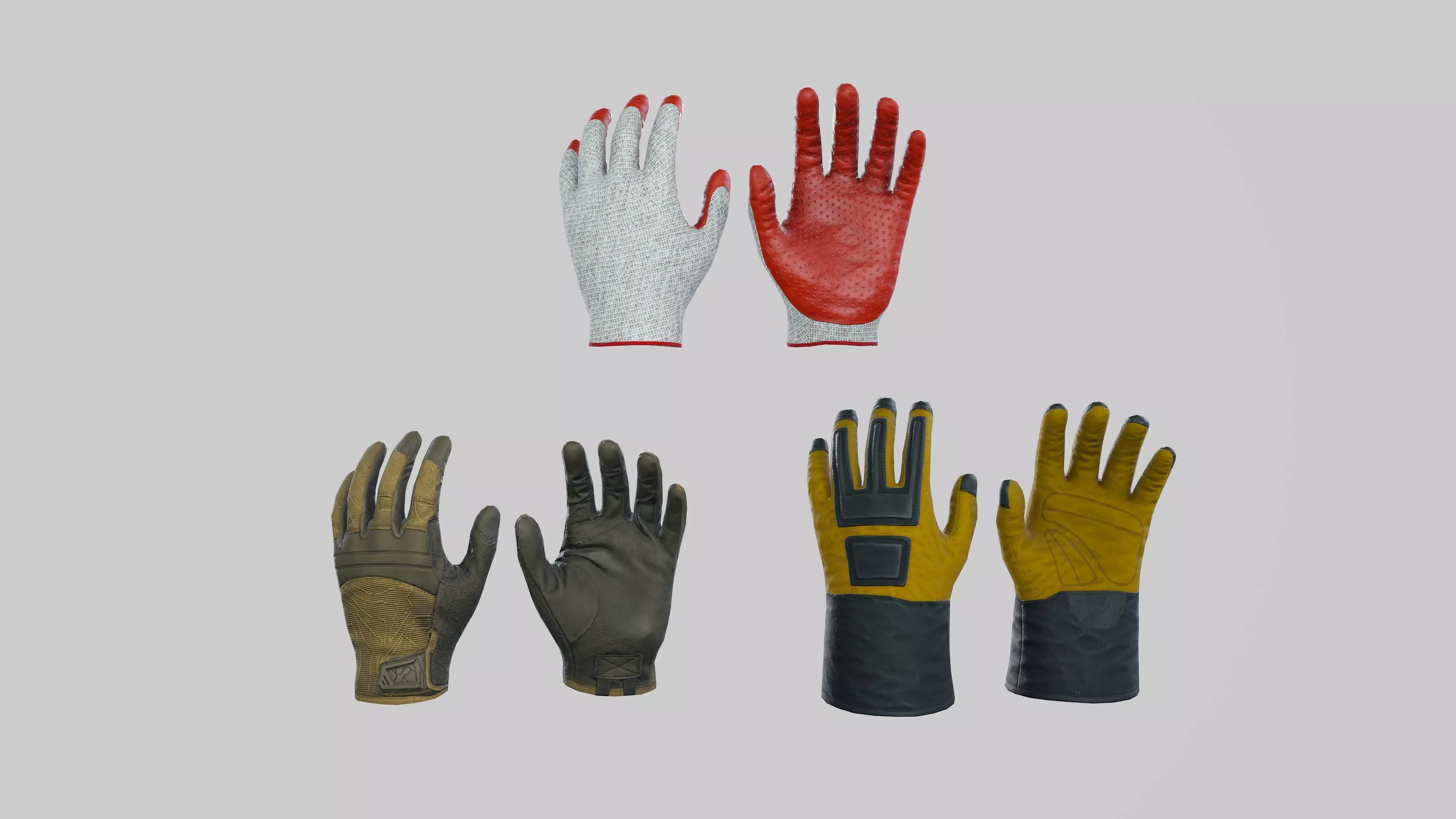 Worker gloves Low-poly 3D model_2