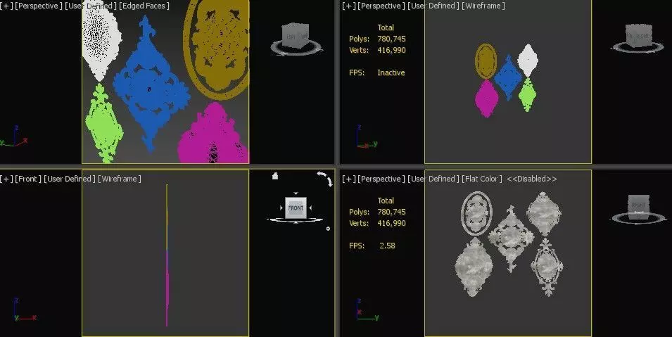 Ceiling and Wall Molding 3D Models Decorative Pack of 12 3D model_3