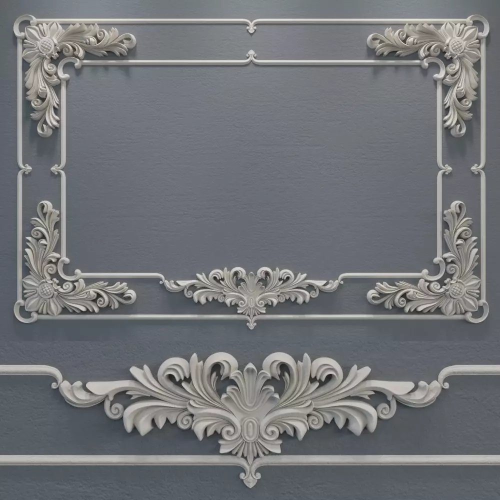 Ceiling and Wall Molding 3D Models Decorative Pack of 12 3D model_14