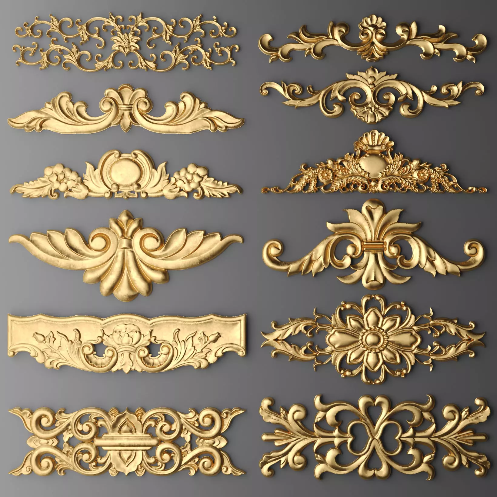 Ceiling and Wall Molding 3D Models Decorative Pack of 12 3D model_8