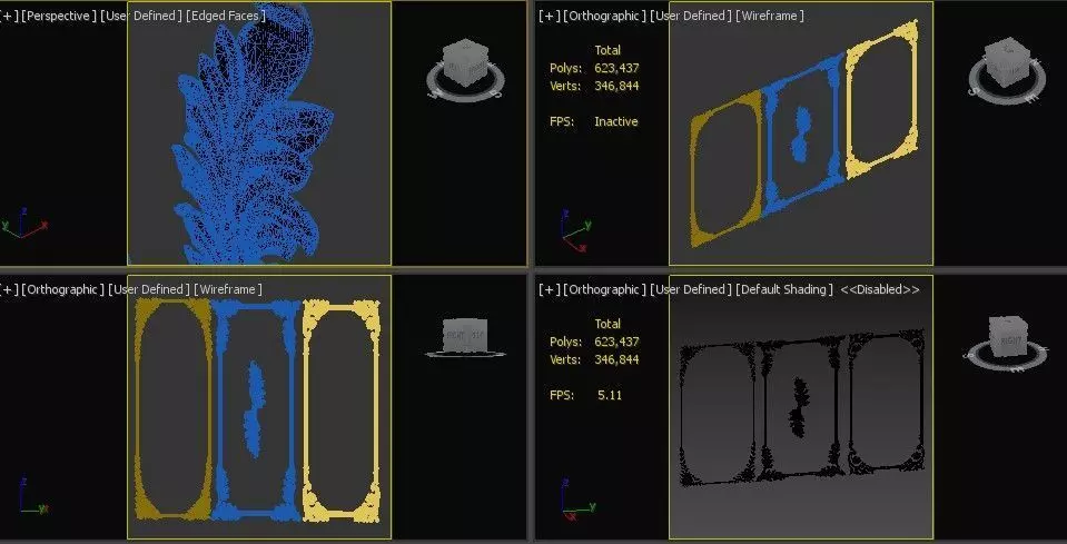 Ceiling and Wall Molding 3D Models Decorative Pack of 12 3D model_13