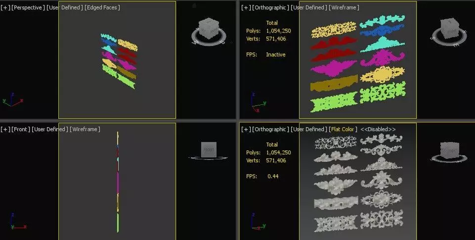 Ceiling and Wall Molding 3D Models Decorative Pack of 12 3D model_9