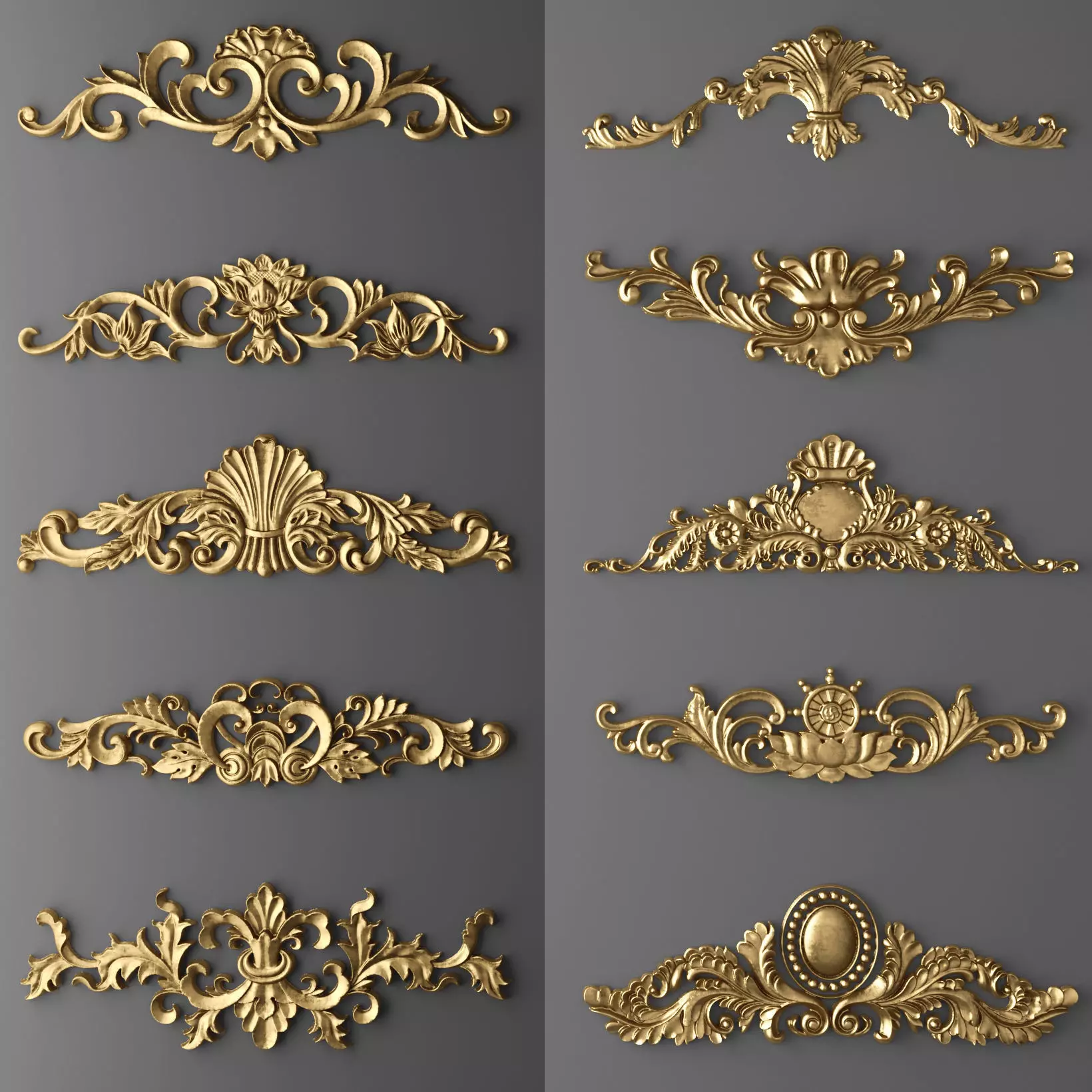 Ceiling and Wall Molding 3D Models Decorative Pack of 12 3D model_15