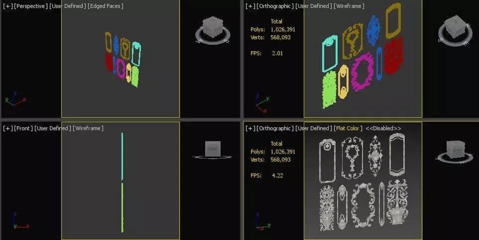 Ceiling and Wall Molding 3D Models Decorative Pack of 12 3D model_5