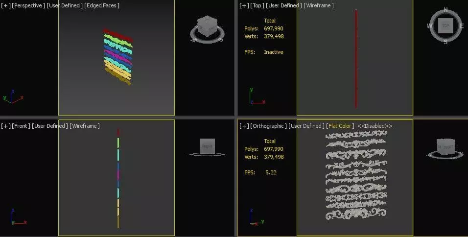 Ceiling and Wall Molding 3D Models Decorative Pack of 12 3D model_7