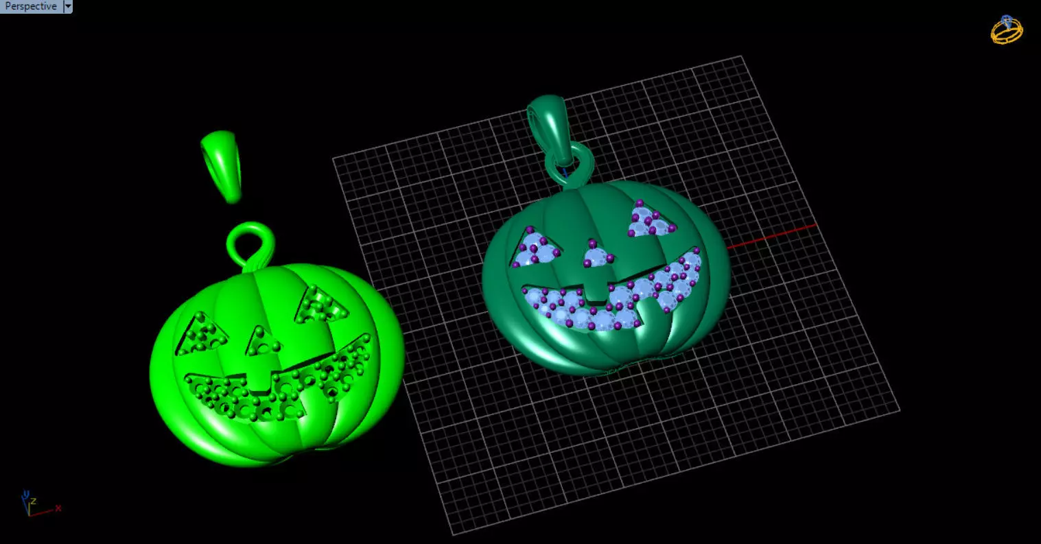 Paved Pumpkin Pendant for Halloween 3D print model_14