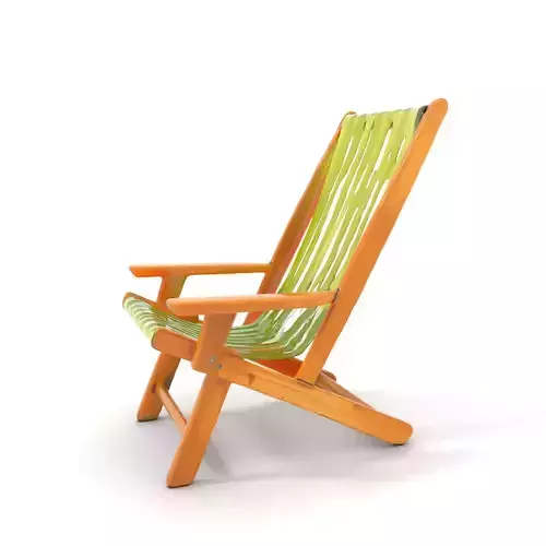 Green Striped Beach Chair model pack Low-poly 3D model