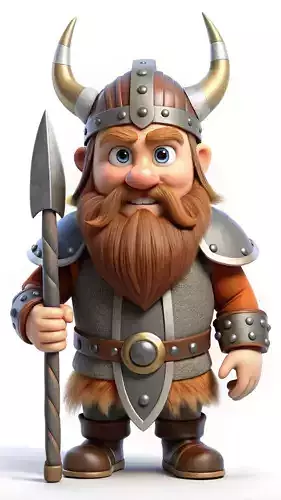 Cartoon Viking Warrior 3D Character Model