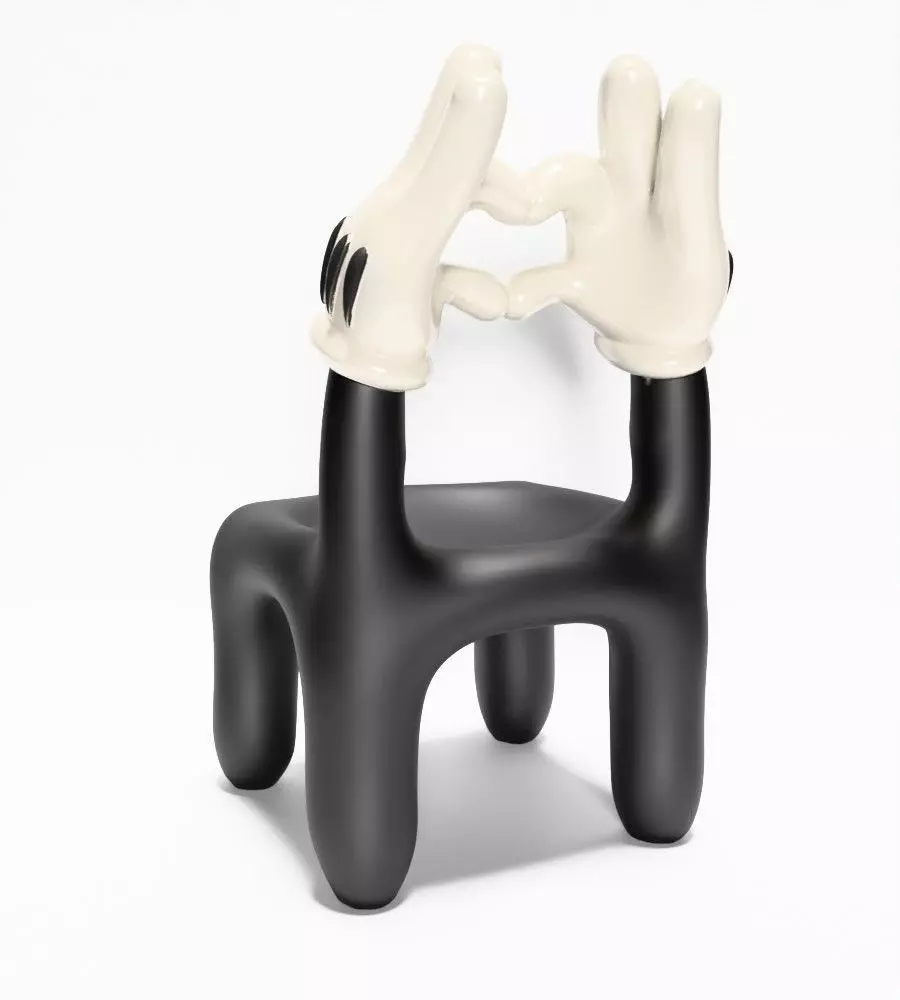 Cartoon Mickey Glove Chair Heart Hands Props Second Life toy 3D print model_10