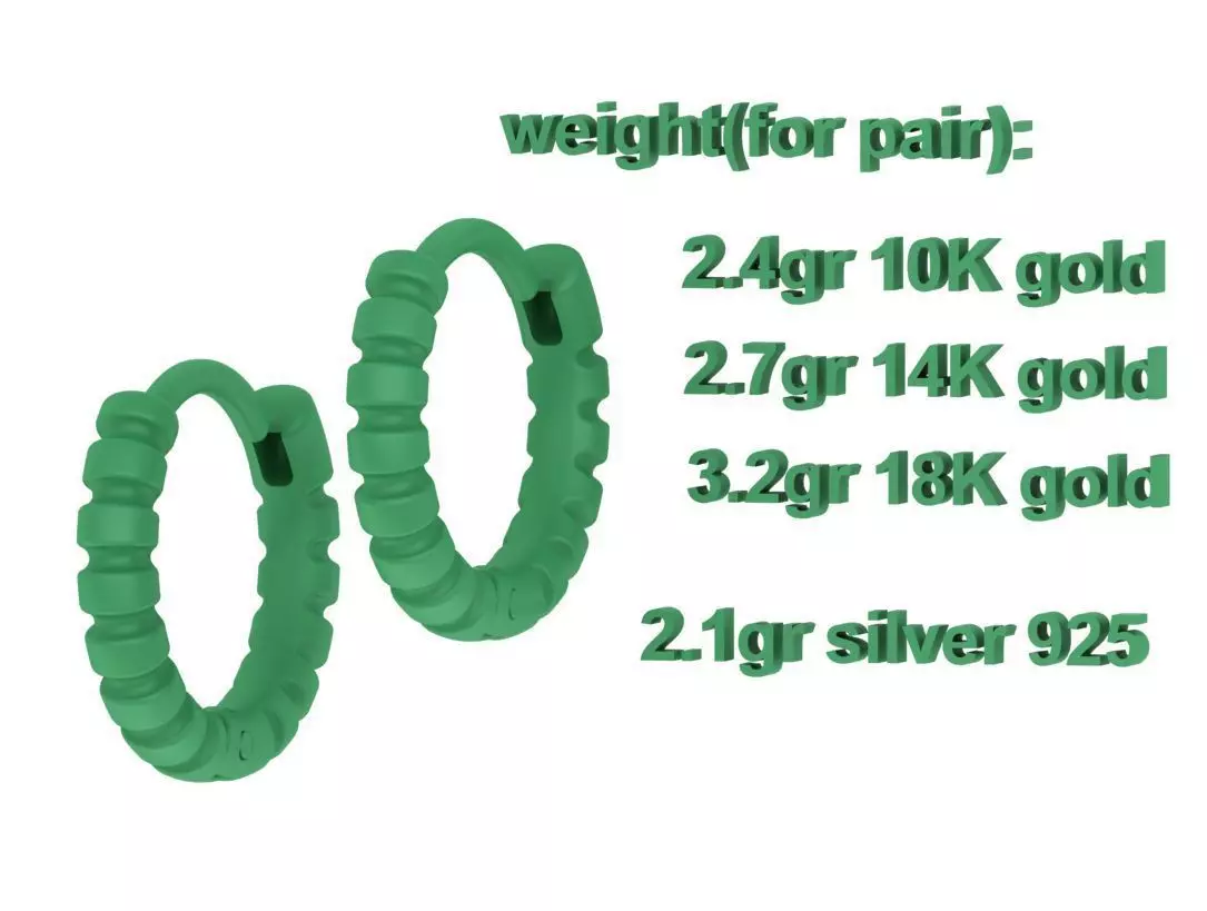 Hoop Earrings Ribbon Earrings 13mm size 3d model 3D print model_6