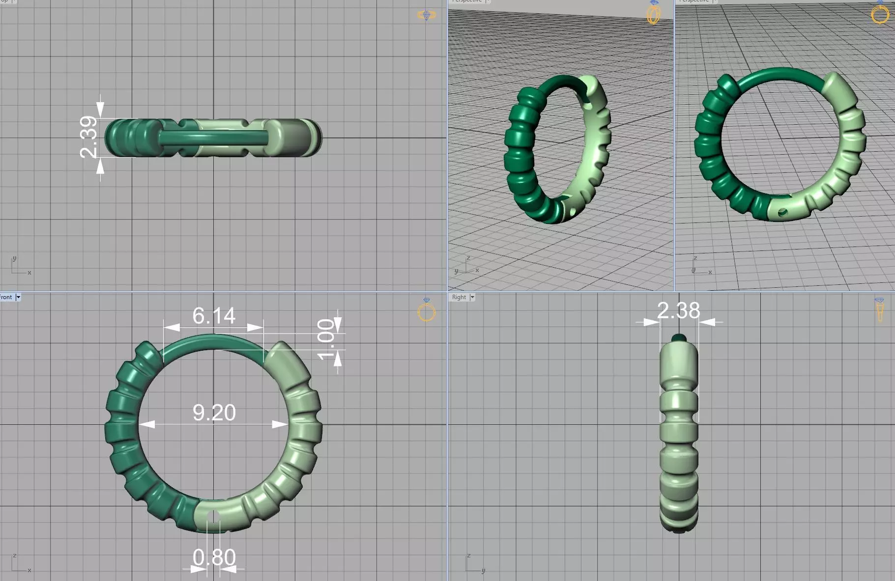 Hoop Earrings Ribbon Earrings 13mm size 3d model 3D print model_4