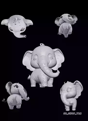 Cute Baby Elephant 3D Model