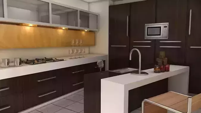 modular kitchen Low-poly 3D model