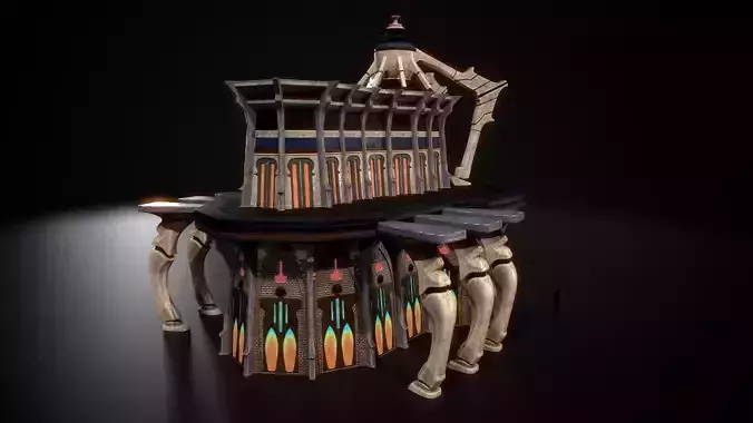 Building 4 Low-poly 3D model 2