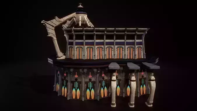Building 4 Low-poly 3D model 3