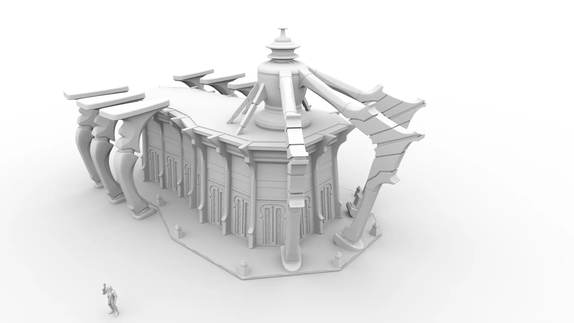 Building 4b Low-poly 3D model_8