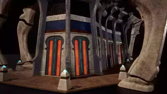 Building 4b Low-poly 3D model 3
