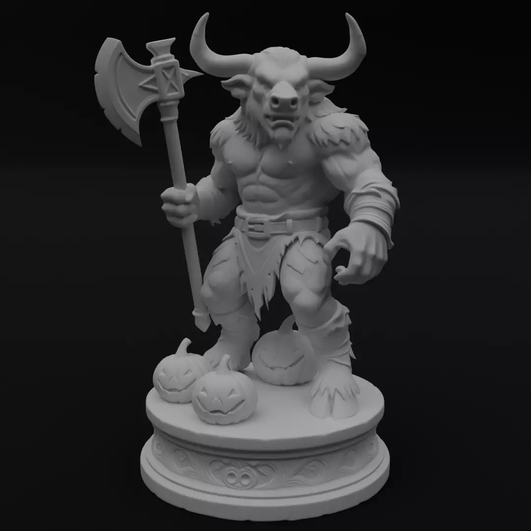 Halloween Minotaur Figurine 3D model for 3D printing 3D print model_2
