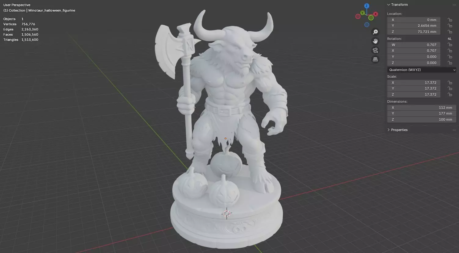 Halloween Minotaur Figurine 3D model for 3D printing 3D print model_18
