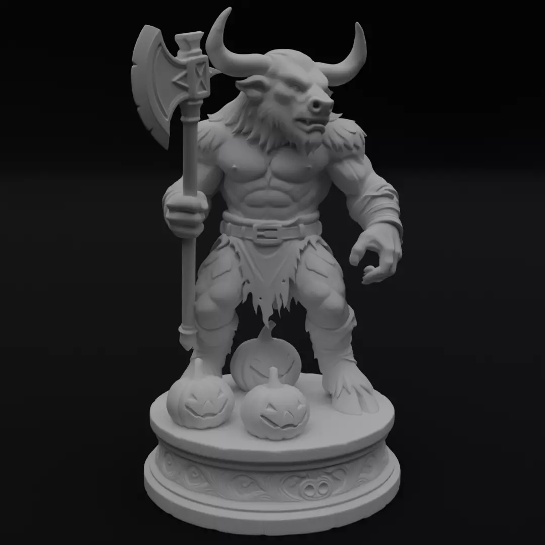 Halloween Minotaur Figurine 3D model for 3D printing 3D print model_0