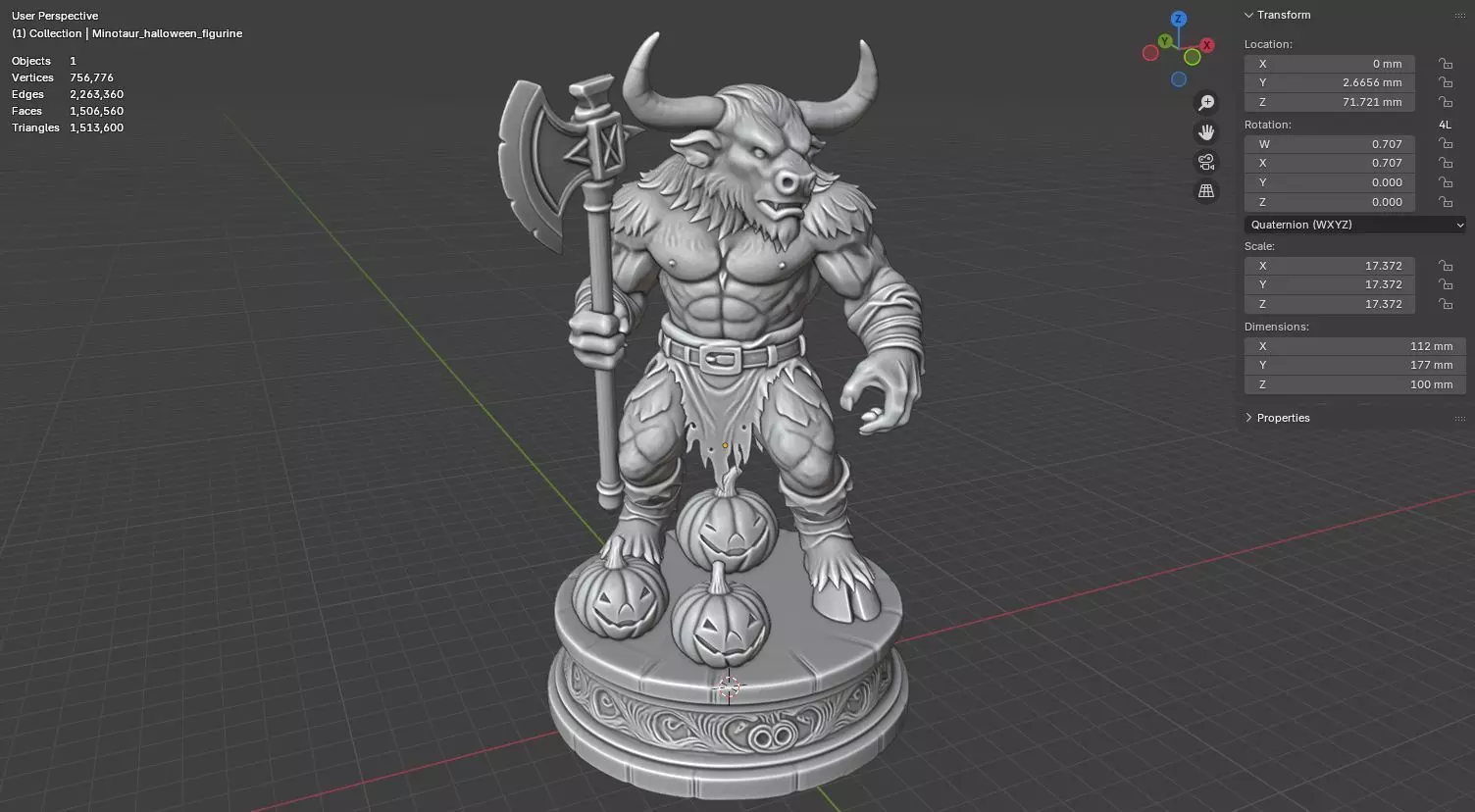 Halloween Minotaur Figurine 3D model for 3D printing 3D print model_17