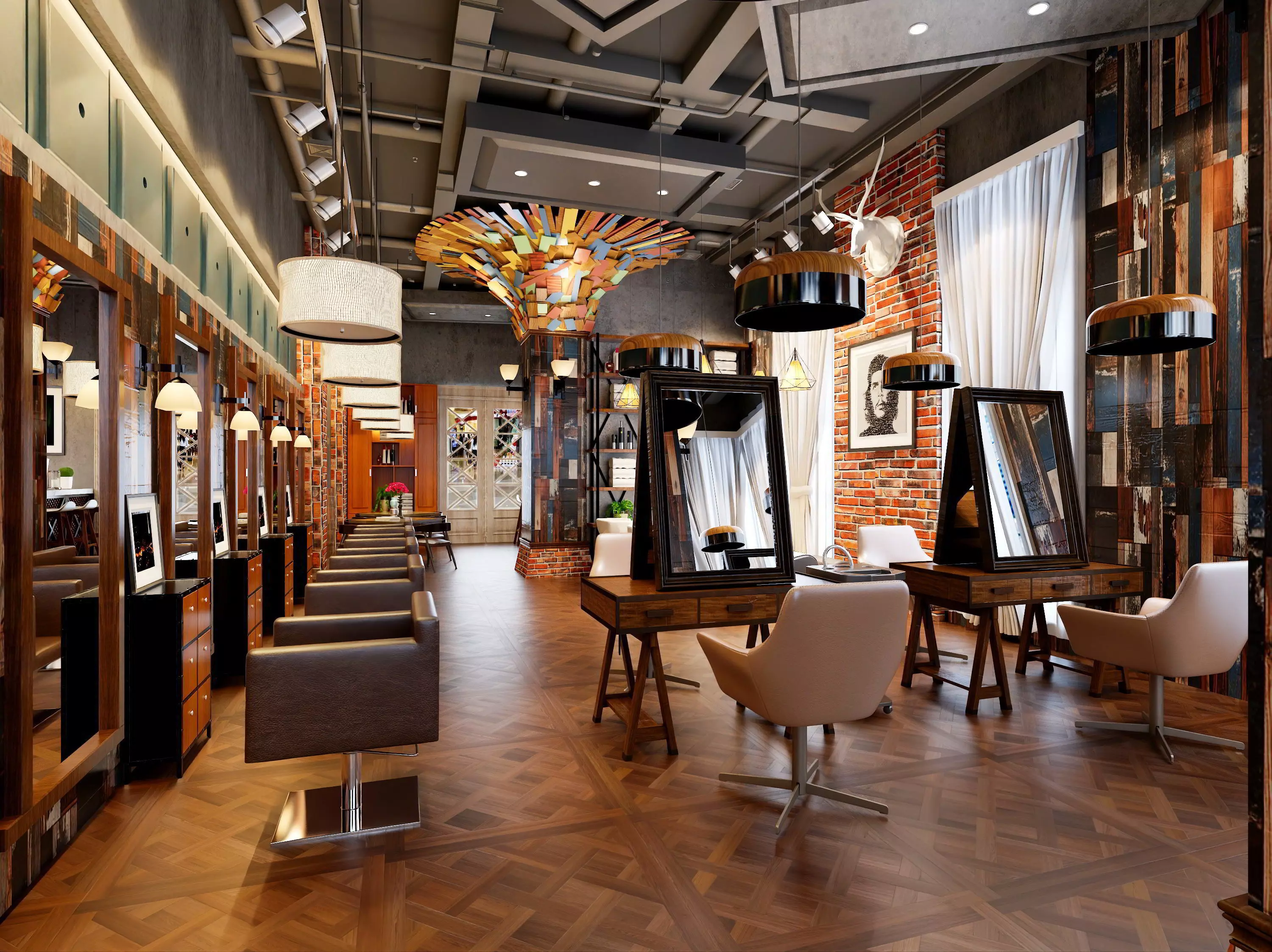 Modern hair salon hairdressing 3D model