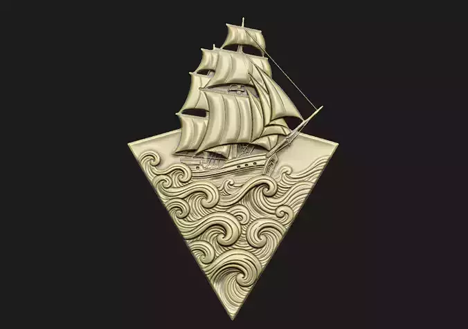 Sail boat cnc art V aspire explore voy wave swirl pendant   3D print model