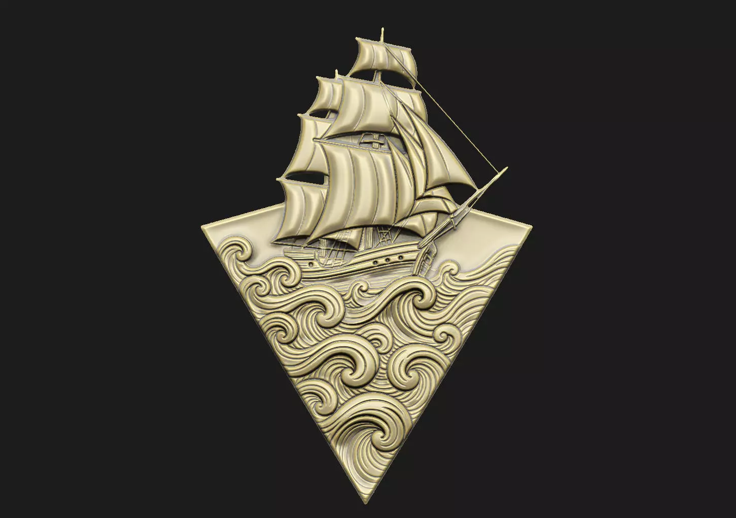 Sail boat cnc artcam aspire explore voy wave swirl pendant 3D print model