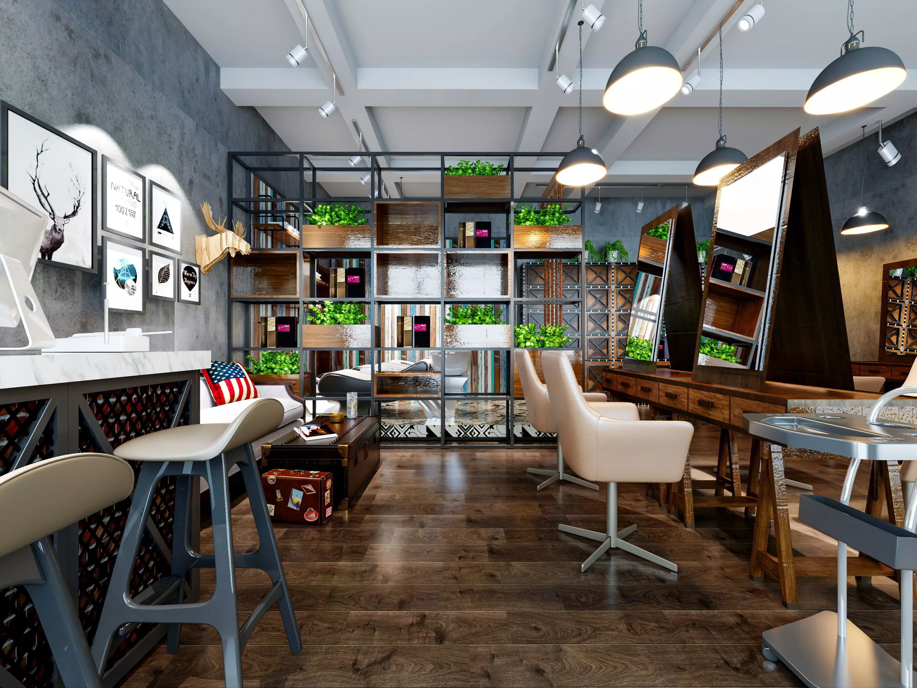 Interior Of Modern Hair Salon - Beauty Salon 3D model