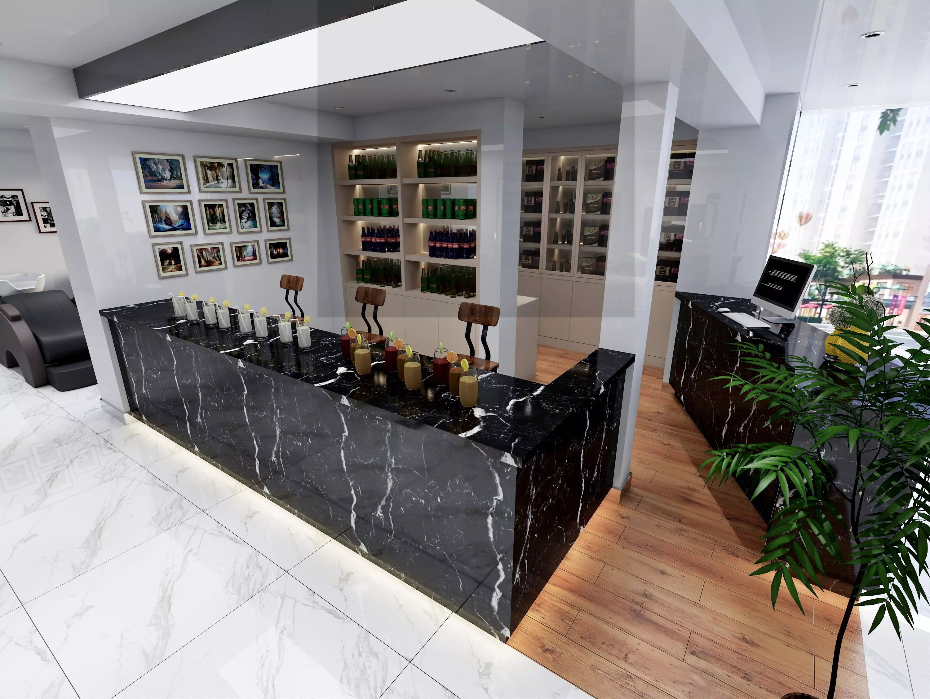 Modern hair salon hairdressing - 3ds max  Blender C4d Maya 3D model_7