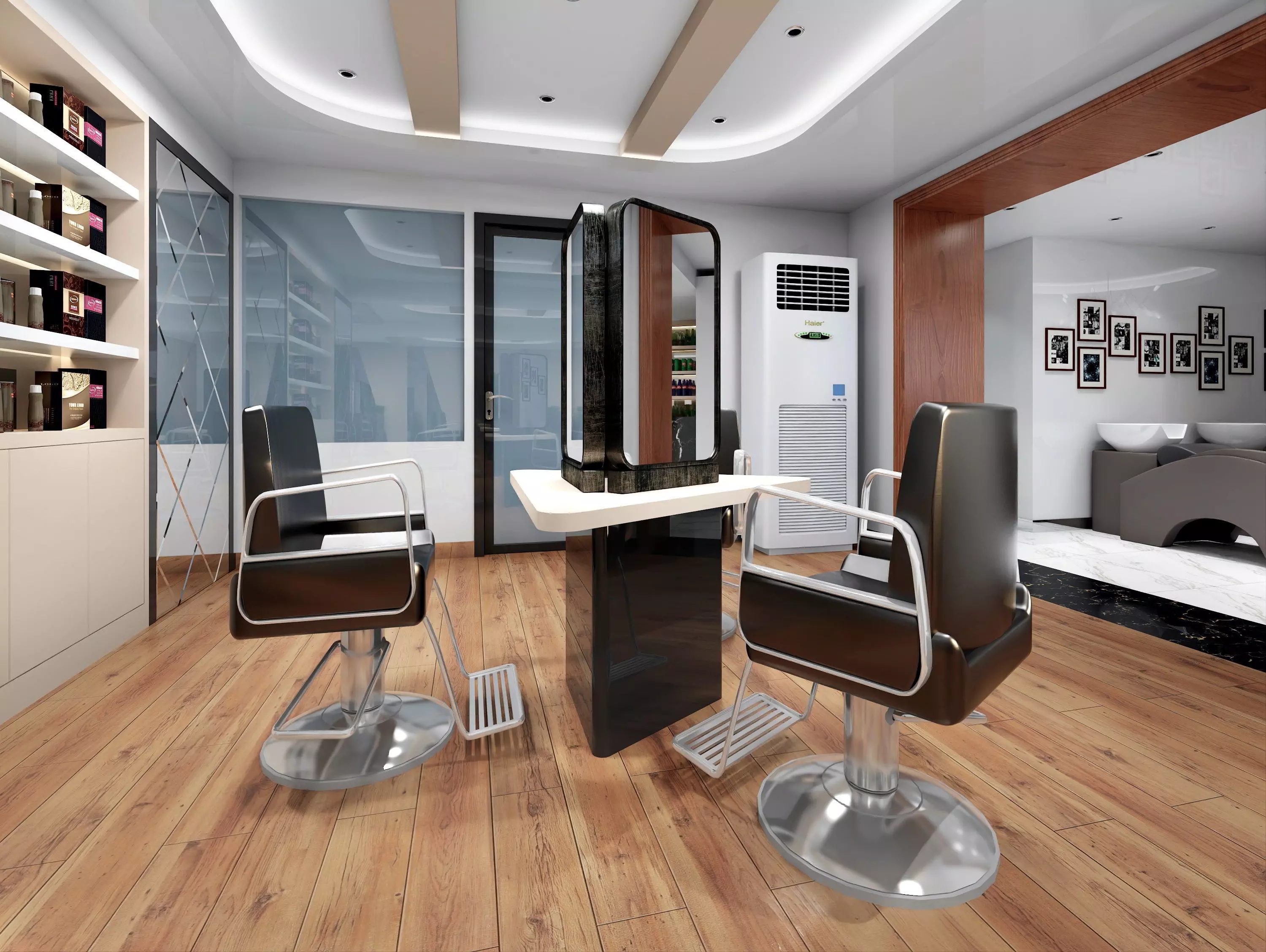 Modern hair salon hairdressing - 3ds max  Blender C4d Maya 3D model_3