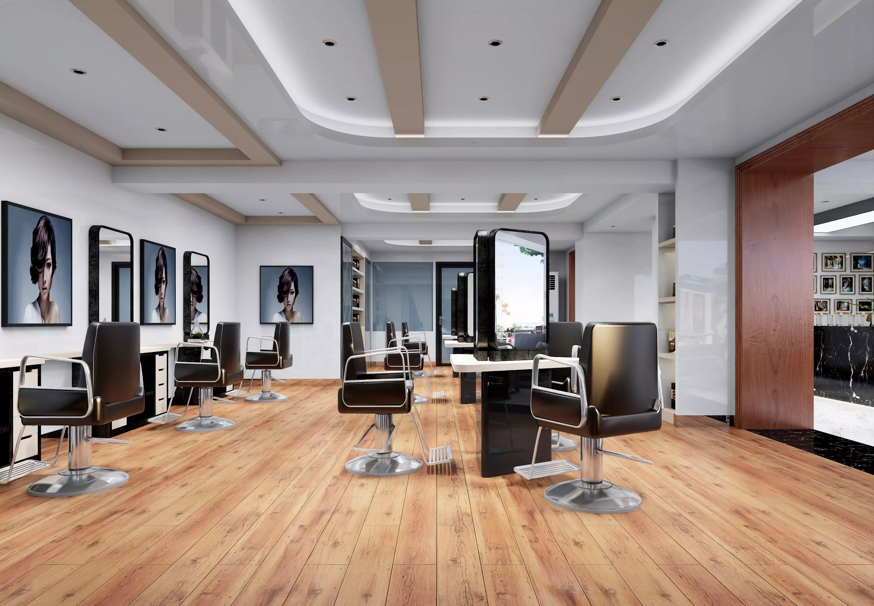 Modern hair salon hairdressing - 3ds max  Blender C4d Maya 3D model_0