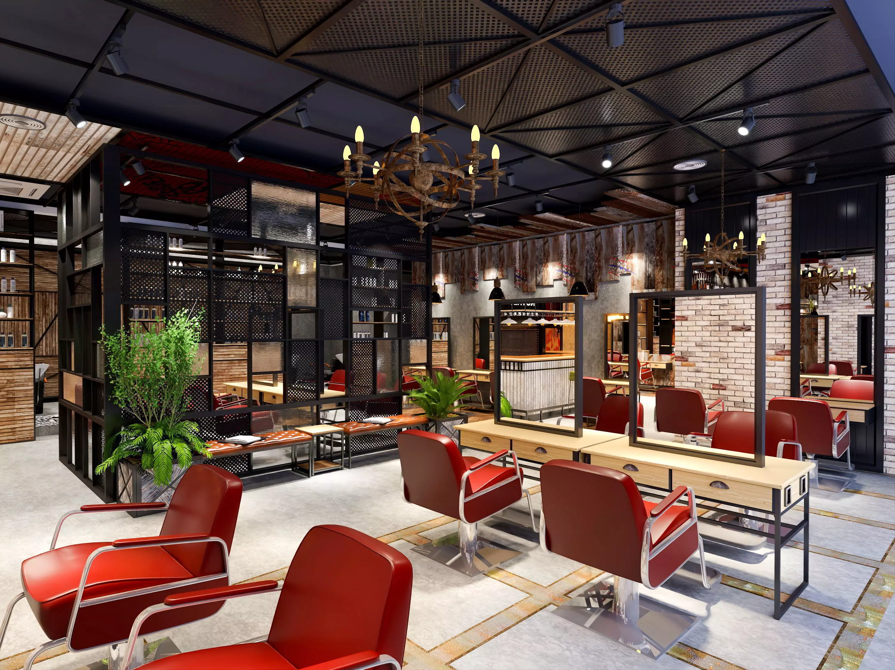 Modern hair salon hairdressing - 3ds max Blender C4d Maya 3D model