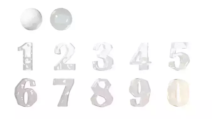 Set of numbers made of snow and ice