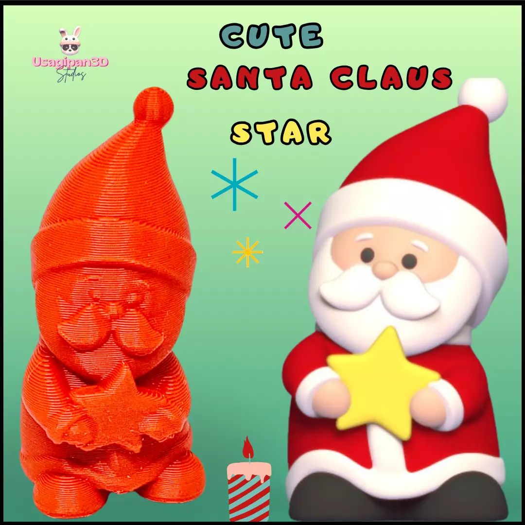 Cute Santa Claus Star 3D print model_0