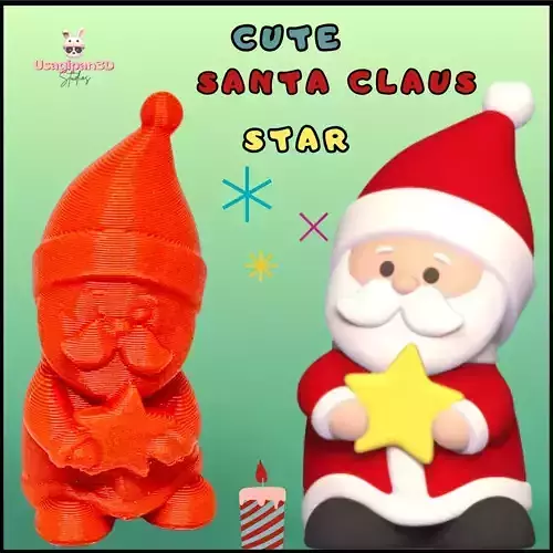 Cute Santa Claus Star 3D print model