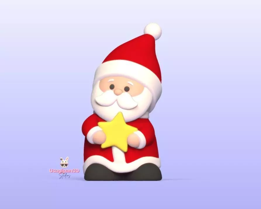 Cute Santa Claus Star 3D print model_1