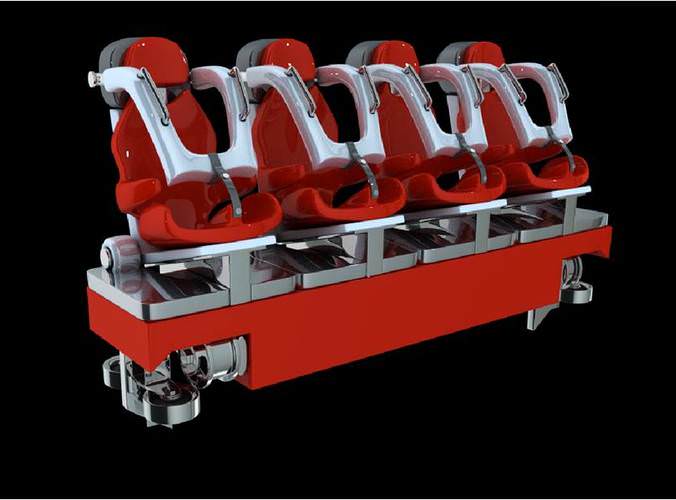 Realistic Roller Coaster Seat 3D Model Game ready .obj .fbx .ma .mb